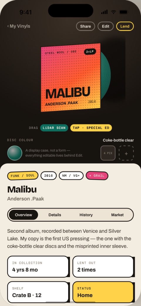 CLCTN — item screen