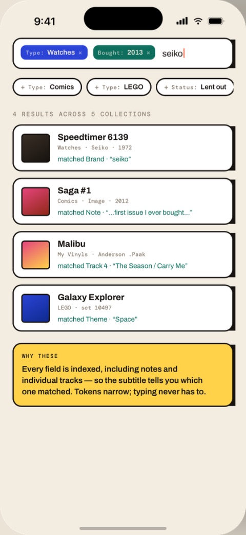 CLCTN — search screen