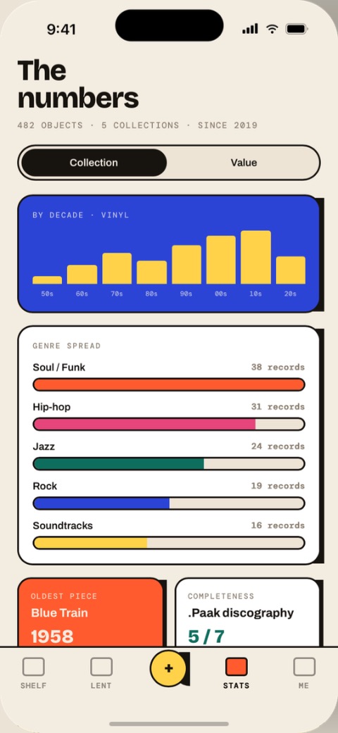 CLCTN — stats screen